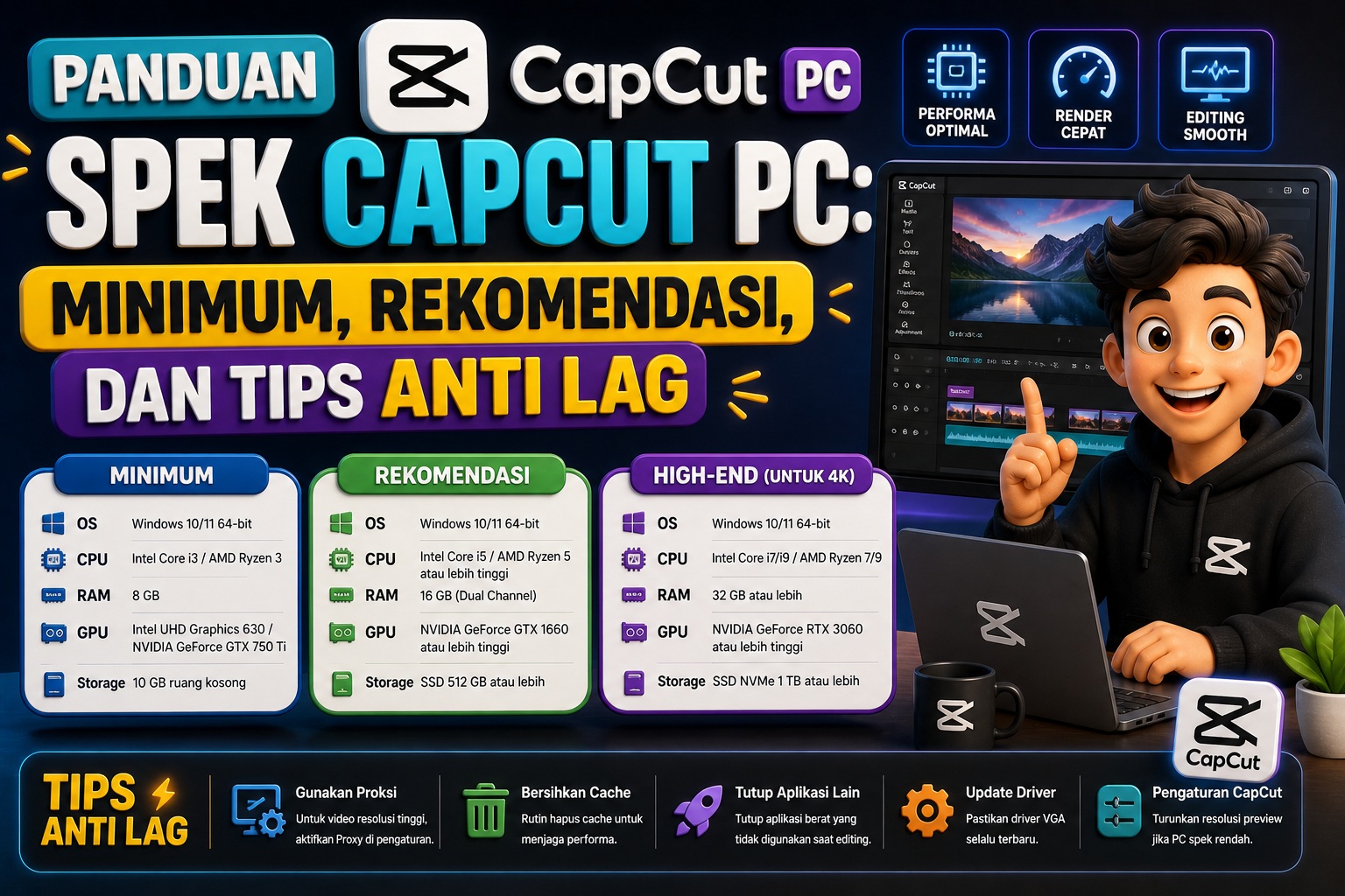 Panduan Spek CapCut PC: Minimum, Rekomendasi, dan Tips Anti Lag