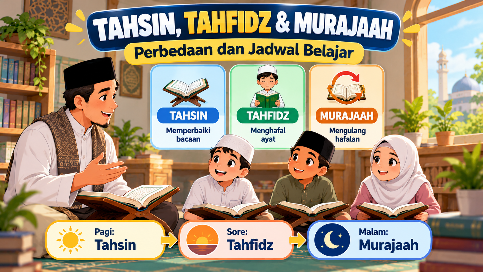 Tahsin, Tahfidz, dan Murajaah: Perbedaan serta Contoh Jadwal Belajarnya