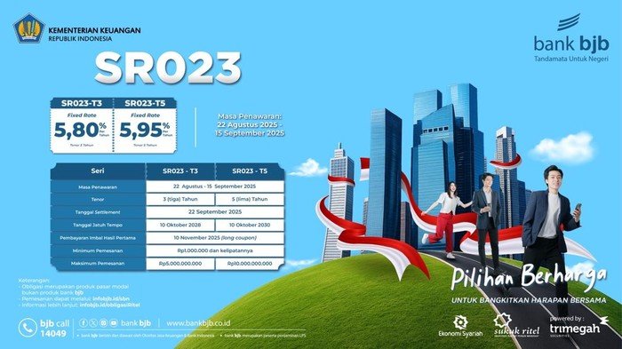 Bank BJB Tawarkan Sukuk Ritel SR023 dengan Imbal Hasil Tetap hingga 5,95%