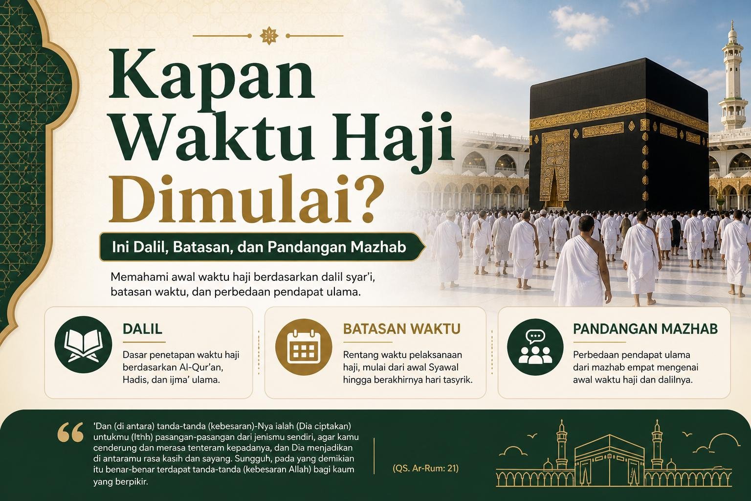 Kapan Waktu Haji Dimulai? Ini Dalil, Batasan, dan Pandangan Mazhab