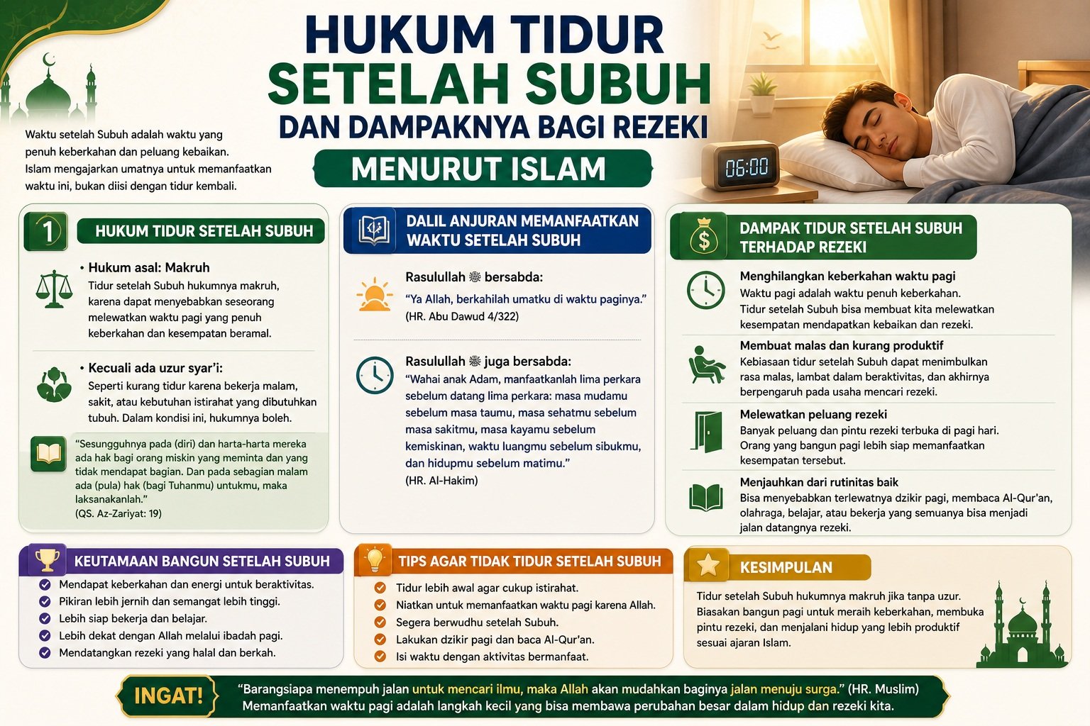 Hukum Tidur Setelah Subuh dan Dampaknya bagi Rezeki Menurut Islam