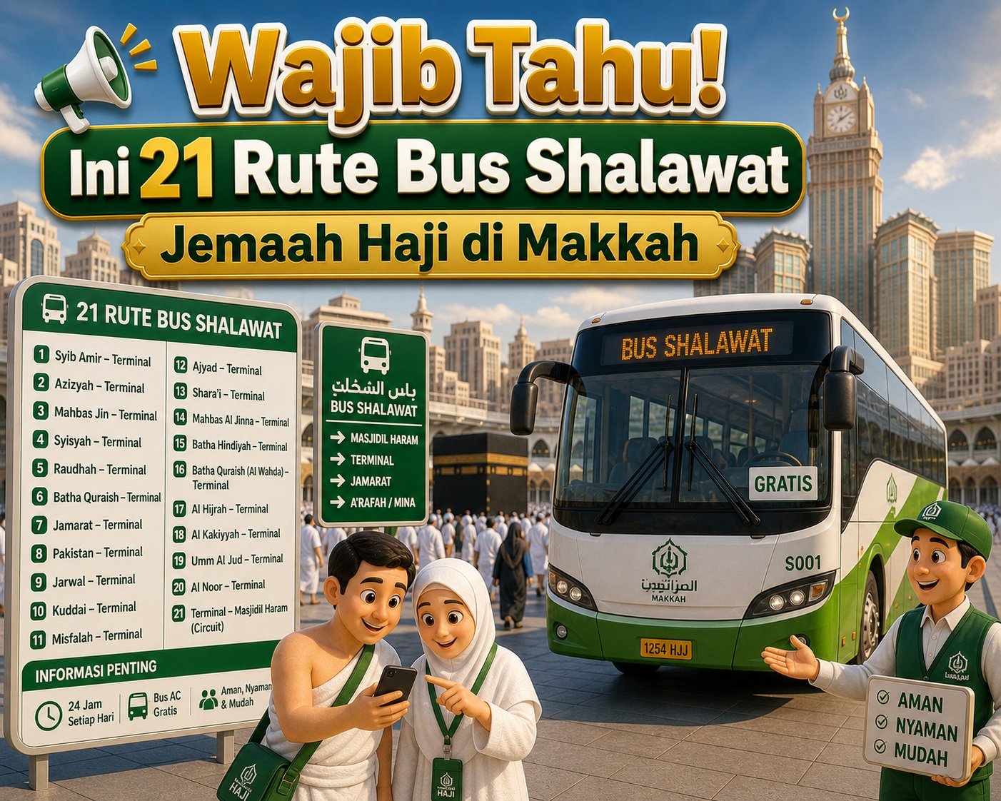 Wajib Tahu! Ini 21 Rute Bus Shalawat Jemaah Haji di Makkah