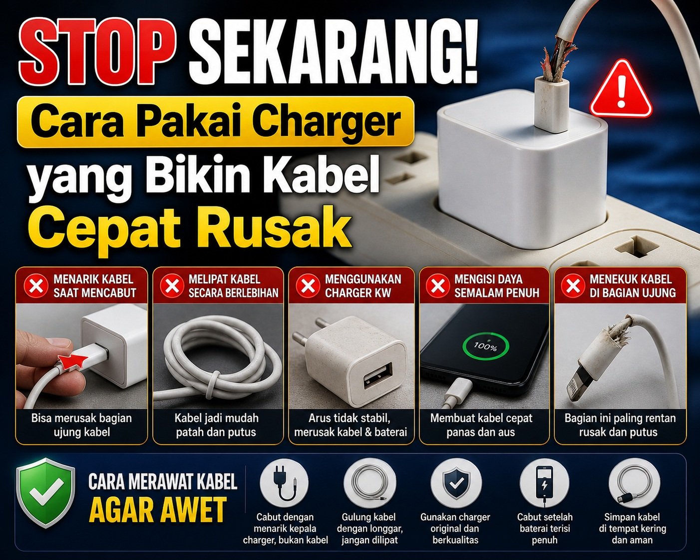Stop Sekarang! Cara Pakai Charger yang Bikin Kabel Cepat Rusak