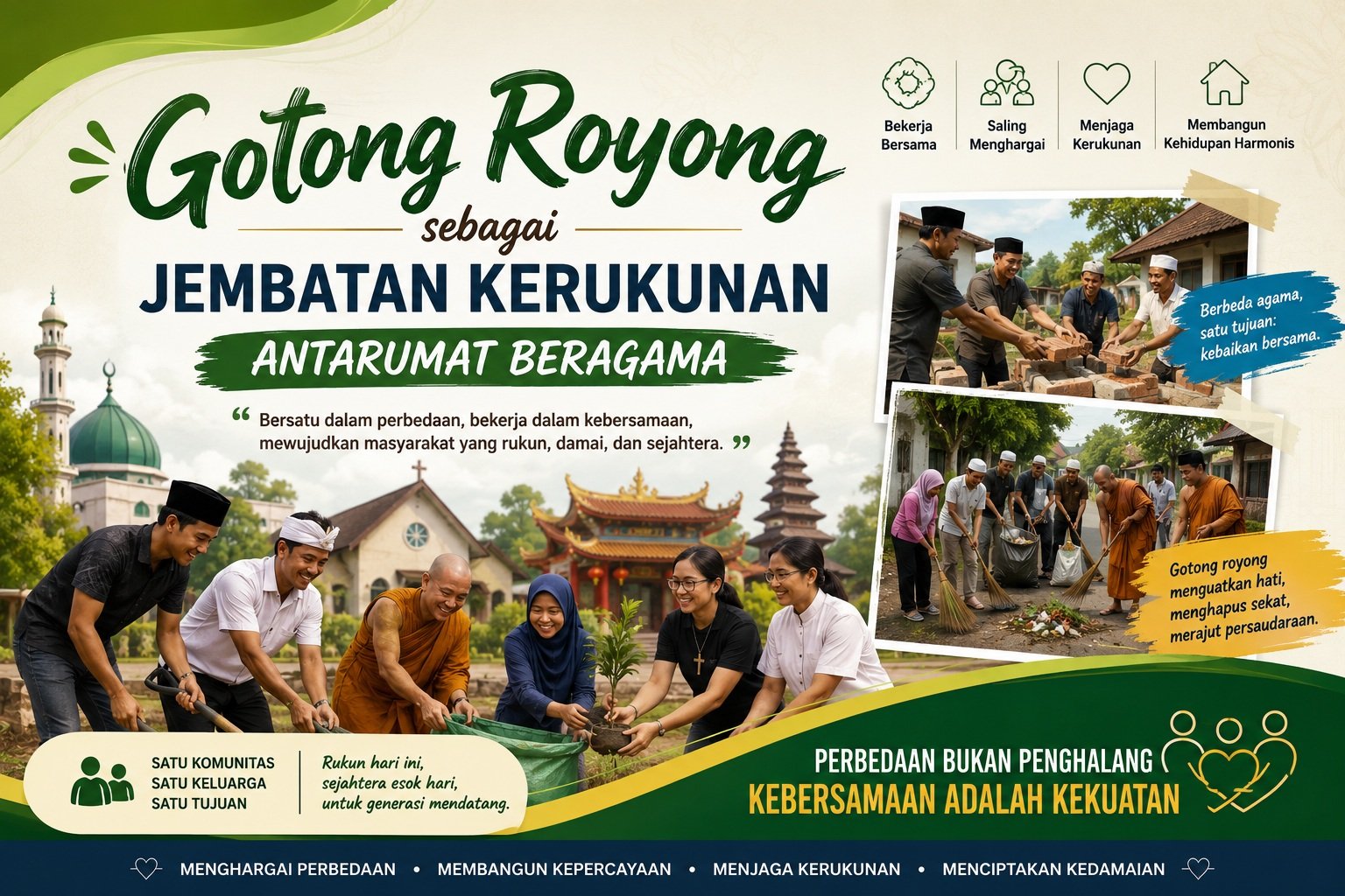 Gotong Royong sebagai Jembatan Kerukunan Antarumat Beragama