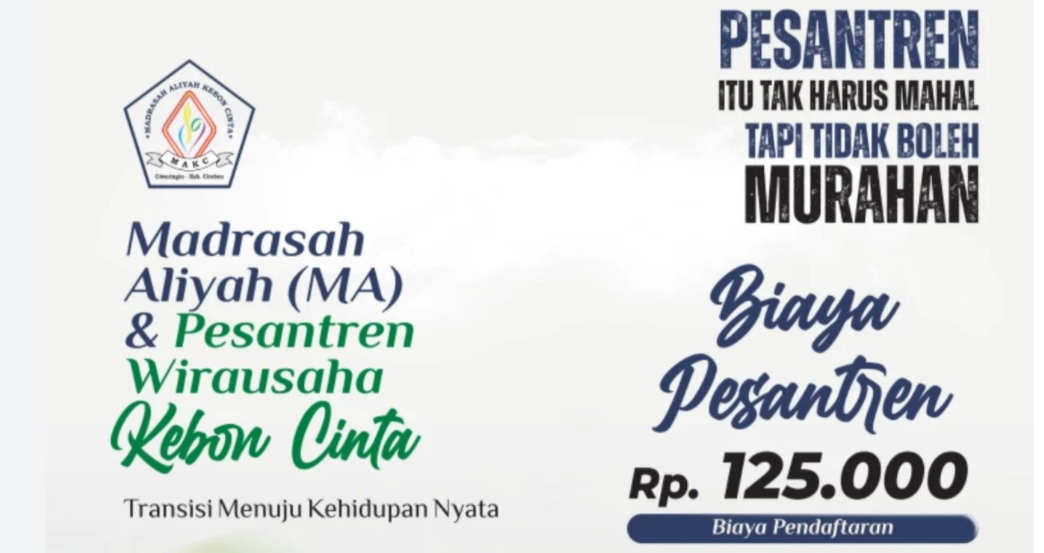 MAS Kebon Cinta Cirebon Tawarkan Sekolah Gratis, Cek Biaya Pesantren dan Konsep Pendidikannya