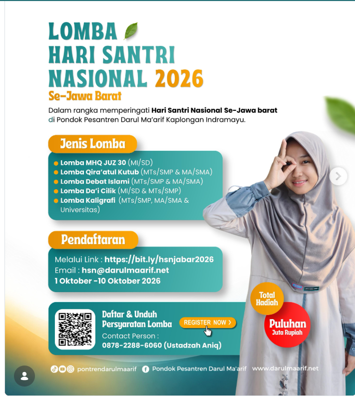 Lomba Hari Santri Nasional 2026 Se-Jawa Barat Dibuka! Ada 5 Cabang Lomba, Hadiah Puluhan Juta Menanti