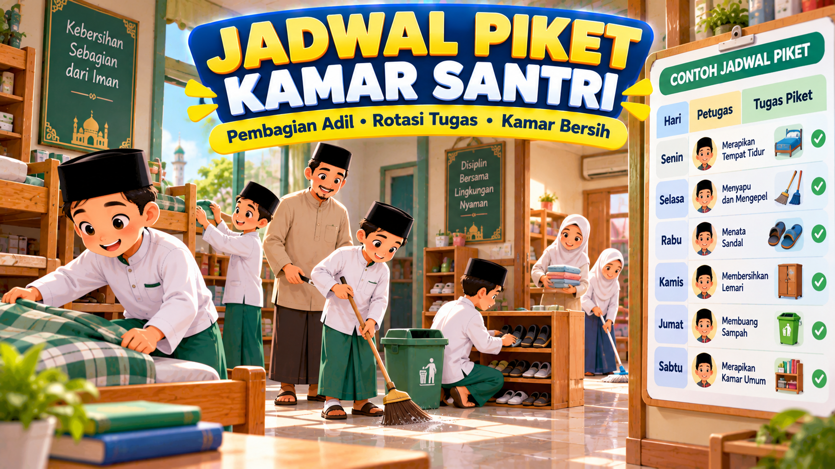 Cara Membuat Jadwal Piket Kamar Santri yang Adil dan Mudah Dijalankan