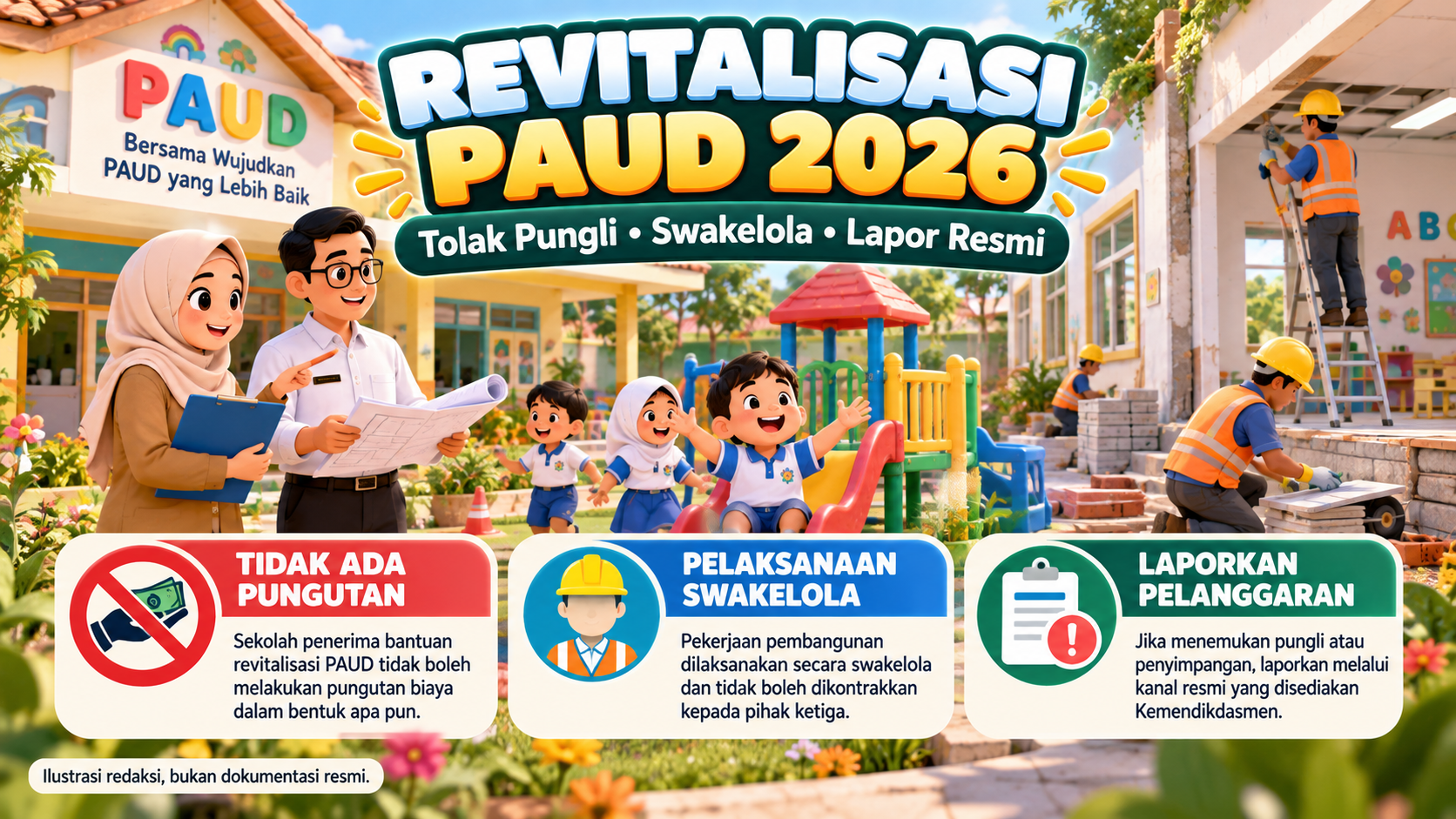 Revitalisasi PAUD 2026: Kemendikdasmen Larang Pungli, Wajibkan Swakelola, Ini Cara Melapor