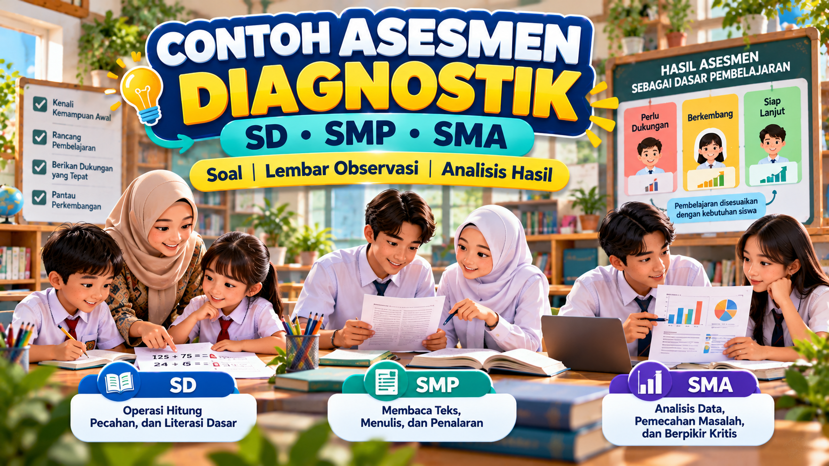 Contoh Instrumen Asesmen Diagnostik SD, SMP, dan SMA: Soal, Lembar Observasi, dan Analisis Hasil
