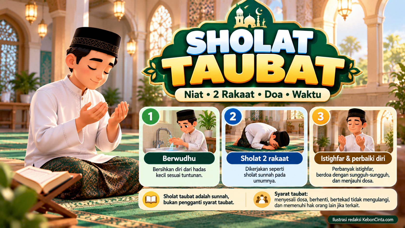 Tata Cara Sholat Taubat 2 Rakaat, Lengkap dengan Niat, Doa, Waktu, dan Syarat Taubat