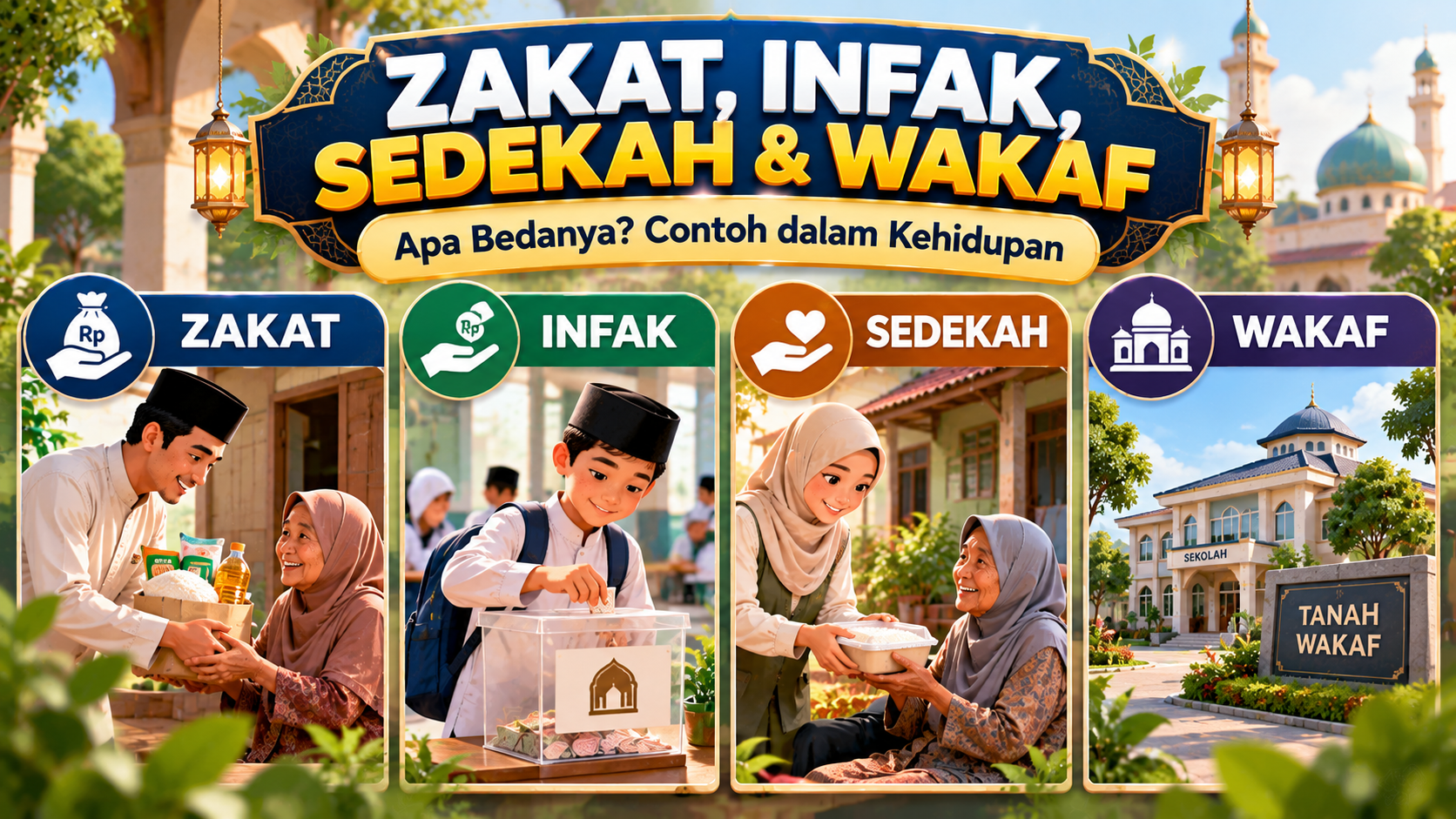 Perbedaan Zakat, Infak, Sedekah, dan Wakaf dalam Islam Beserta Contohnya