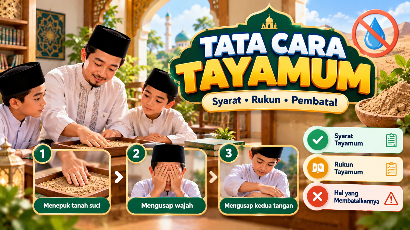 Tata Cara Tayamum yang Benar: Syarat, Rukun, dan Hal yang Membatalkannya