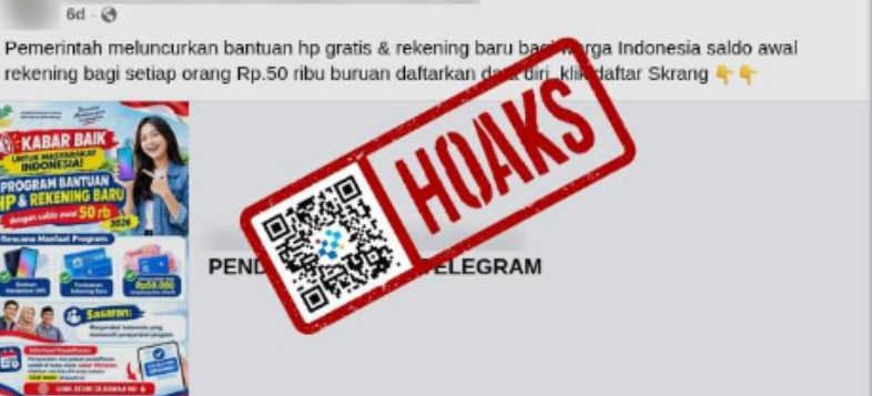 Awas Penipuan! Tautan Bantuan HP Gratis dan Rekening Baru Saldo Rp50 Ribu Dipastikan Hoaks