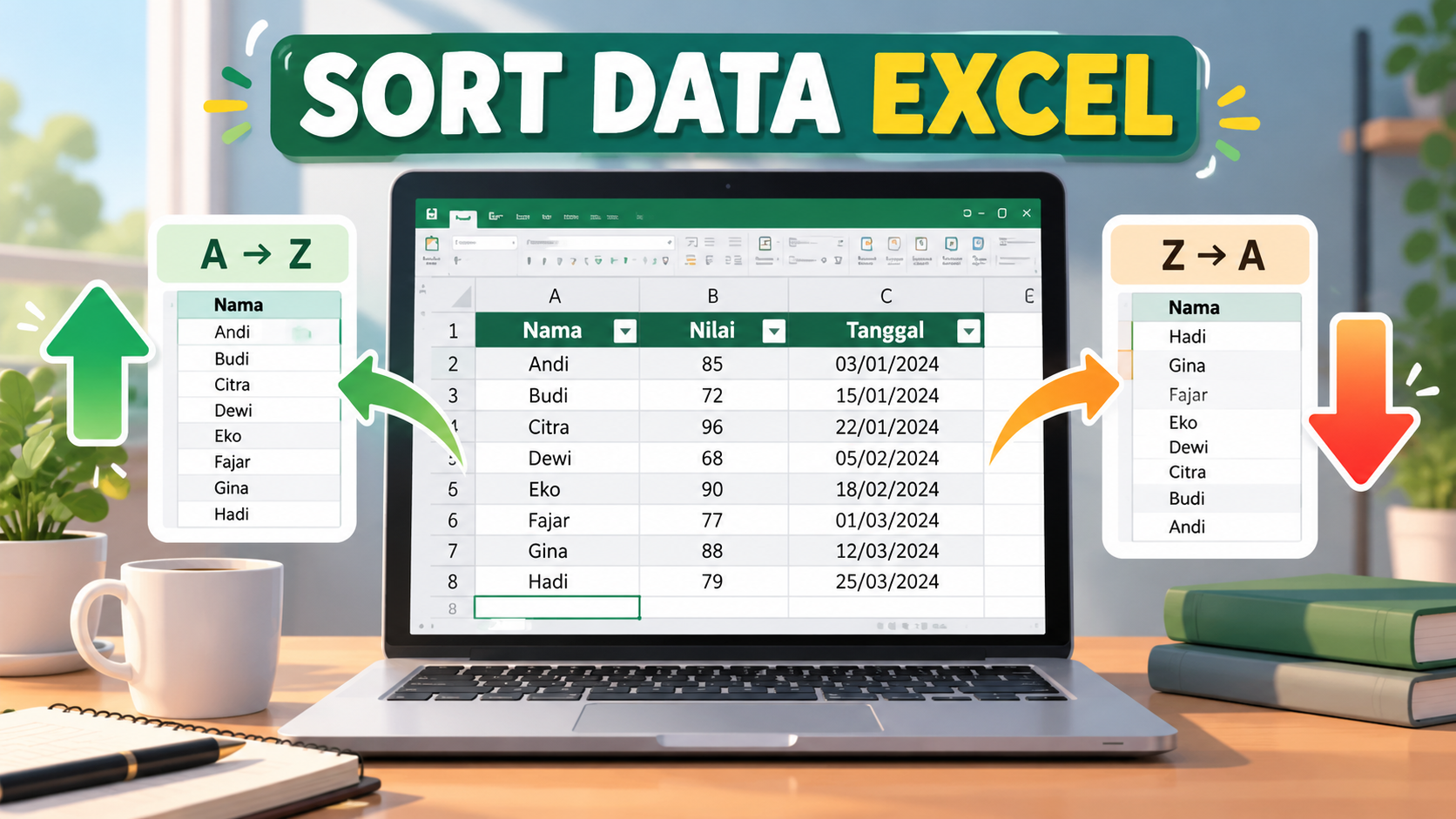Cara Menyortir Data di Excel Berdasarkan Nama, Angka, dan Tanggal tanpa Mengacaukan Baris
