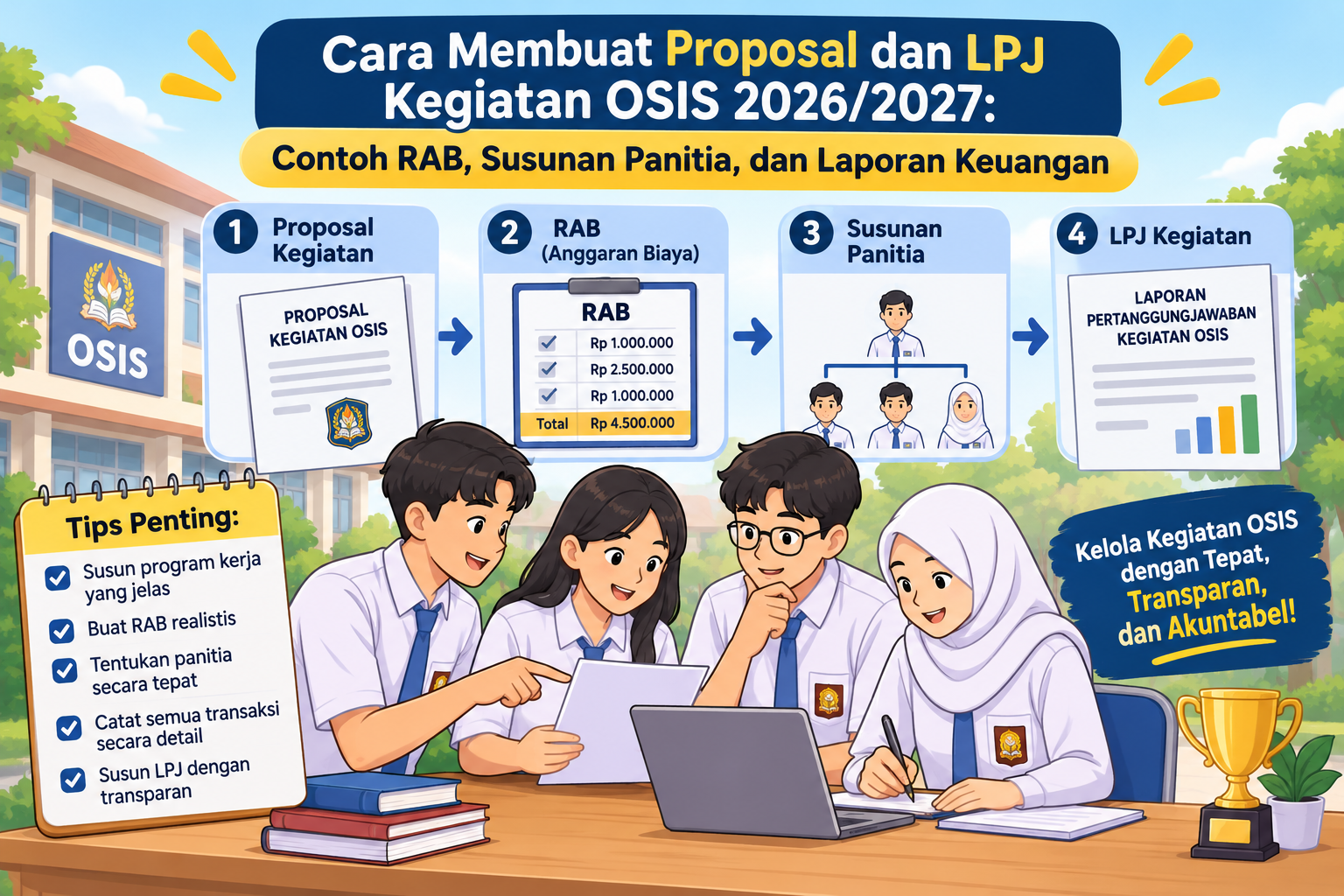 Cara Membuat Proposal dan LPJ Kegiatan OSIS 2026/2027: Contoh RAB, Susunan Panitia, dan Laporan Keuangan