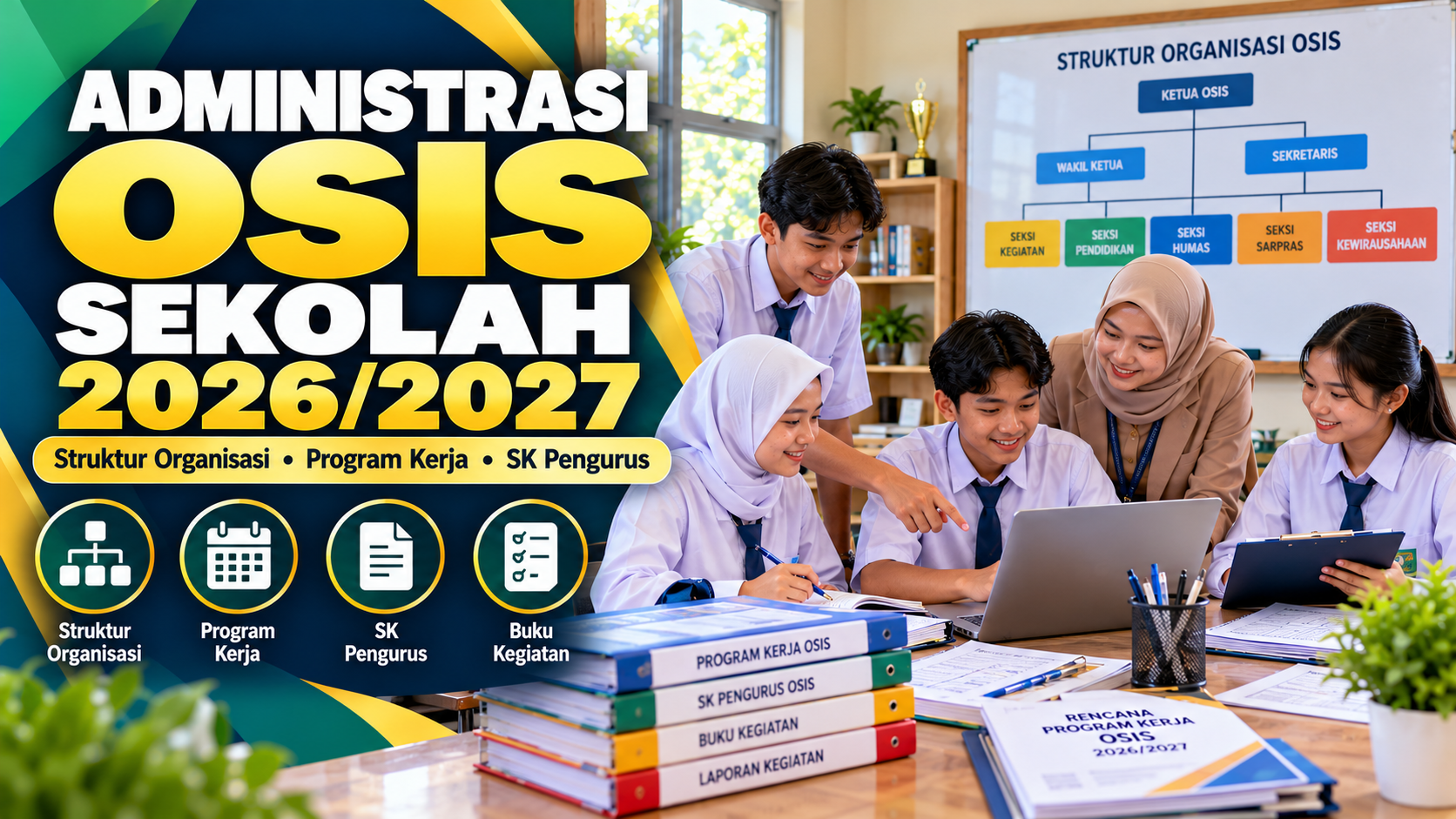 Panduan Administrasi OSIS Sekolah 2026/2027: Struktur Organisasi, Program Kerja, SK Pengurus, dan Contoh Format