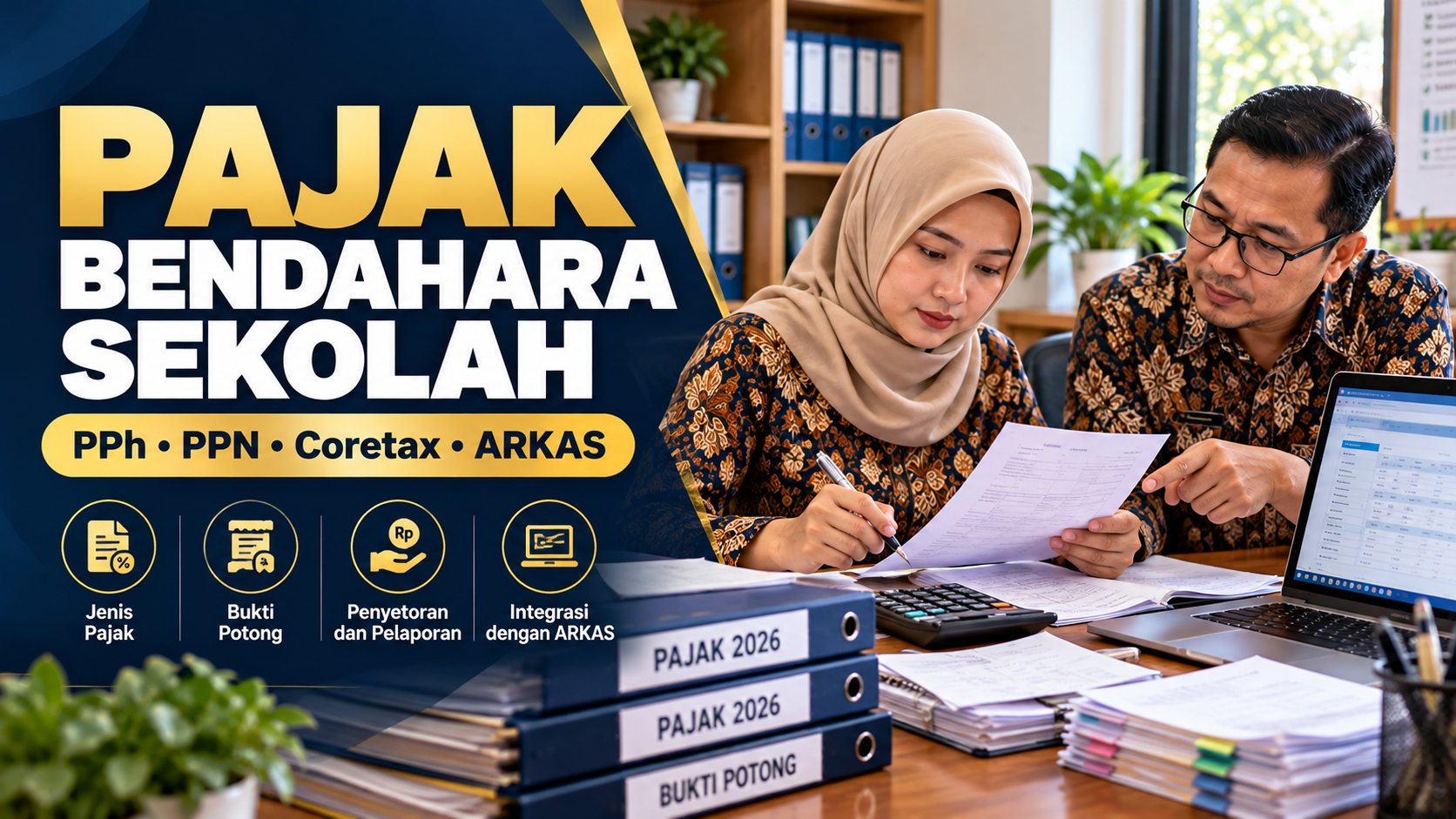 Panduan Pajak Bendahara Sekolah 2026: PPh, PPN, Bukti Potong, Penyetoran, dan Pelaporan