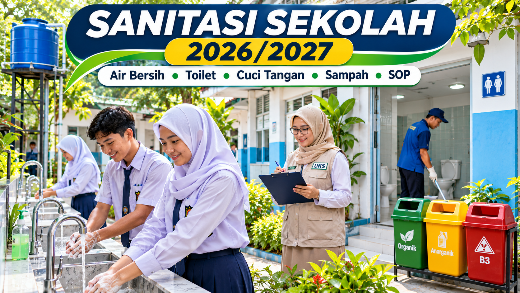 Panduan Sanitasi Sekolah 2026/2027: Standar Toilet, Air Bersih, Cuci Tangan, Sampah, SOP, dan Contoh Format